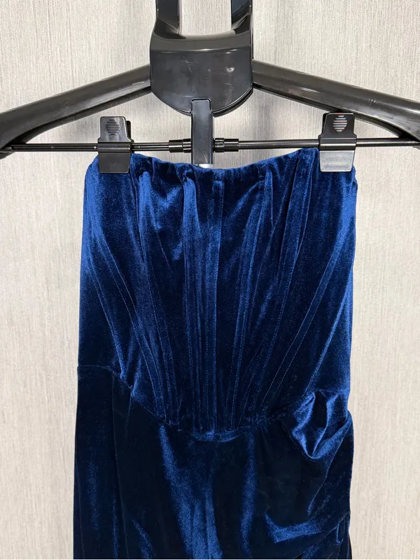 Bardot Navy Velvet Strapless Column Dress Size XS - Image 8