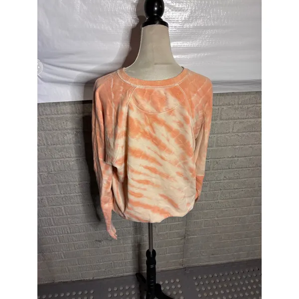 Aerie Tie Dye Please Just Trust Me Raglan Sweatshirt Orange Small - Image 3