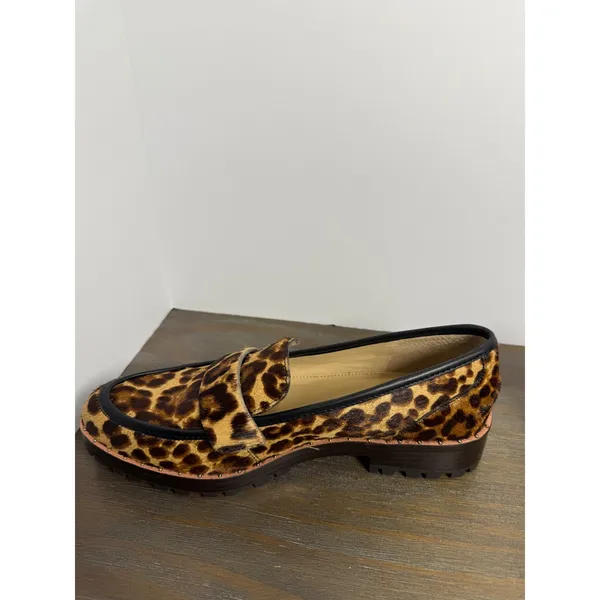 Vince Camuto Leopard Calf Hair Lug‎ Sole Loafers Size 7 New Statement - Image 5