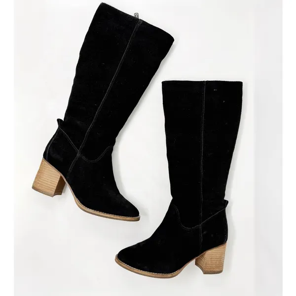 [Blondo] Black Nicola Waterproof Suede Leather Chunky Heel Boots Side Zip Sz 8.5 - Image 2