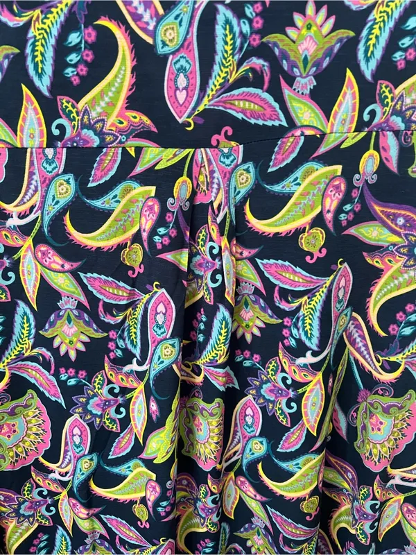Dear Scarlett Floral Navy Paisley Midi Dress with pink, green, & blue accents - Image 4