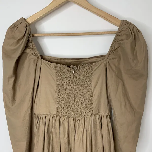 Reformation Luce Long Sleeve Stretch Khaki Midi Dress Womens 0 - Image 10