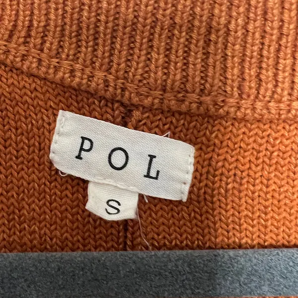 Pol Colorblock Boho V-Neck Knit Sweater Slouchy Pullover Rust Orange Size Small - Image 4