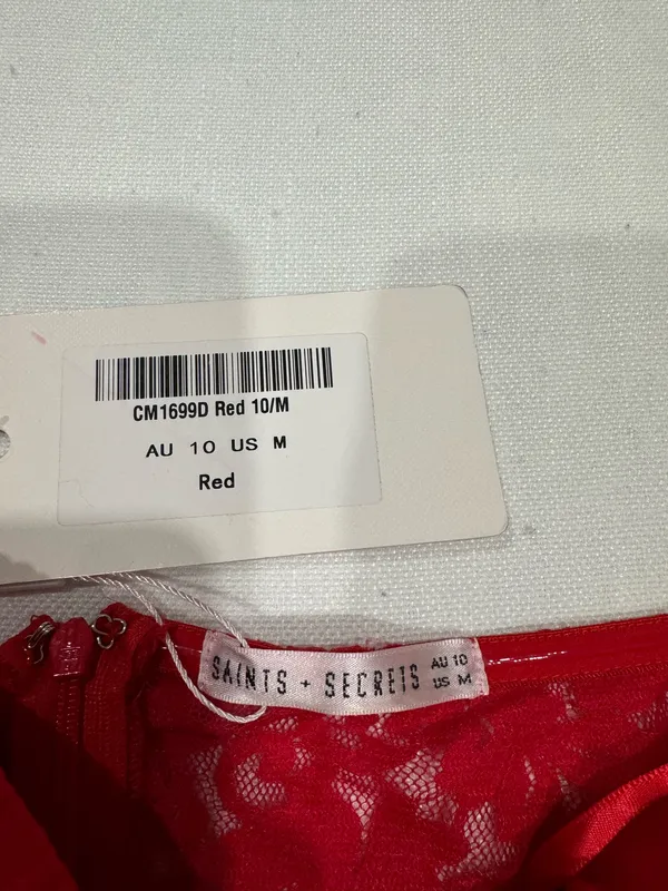 NWT Saints + Secrets Red Lace Corset Dress Medium - Image 6