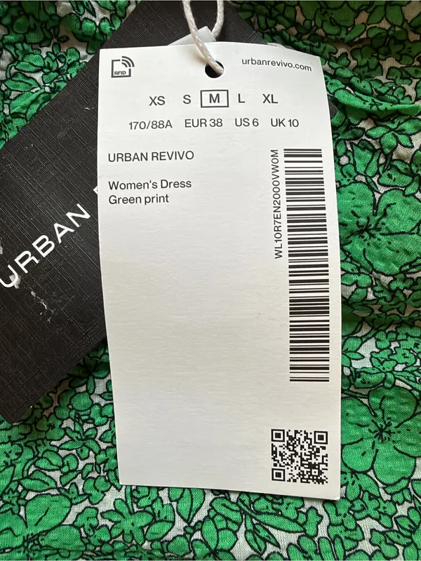 Urban Revivo Green Floral Puff Sleeve Cotton Mini Dress NWT M US 6 - Image 6