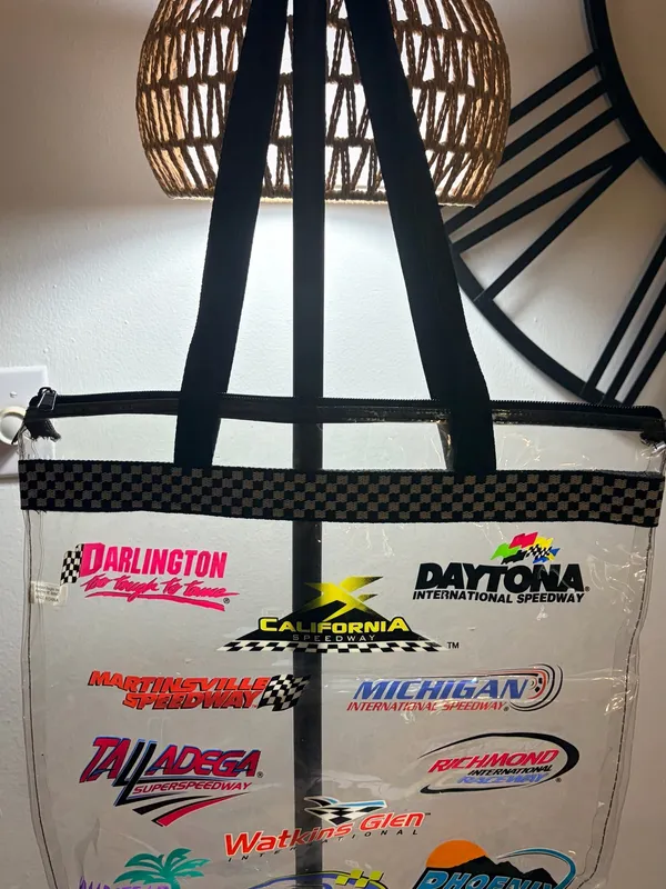 Clear Graphic Logo Tote Bag with Black Trim White - Image 8
