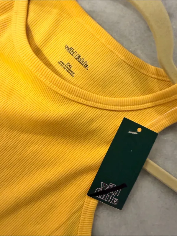 NWT Wild Fable Size XXL Yellow Ribbed Cropped Stretch Tank Top High Neck - Image 8