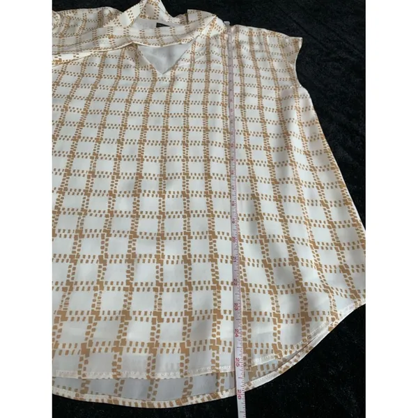 POLISHED PROFESSIONAL | Ann Taylor Bow Neck Windowpane Blouse S - Image 7