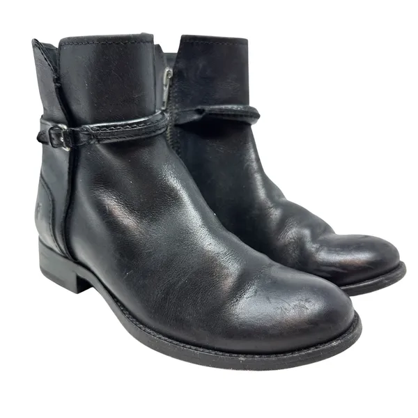Frye Melissa Seam Short Boots‎ Leather Black Size US 6 - Image 4