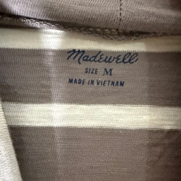 Madewell Brown Cream Stripe Turtleneck Long Sleeve‎ T-shirt Medium - Image 3