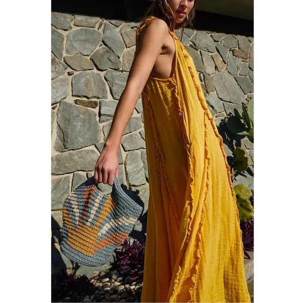 Free People Bohemian Ethereal Goddess Gauze Mckinley Maxi Dress Marigold Medium - Image 6