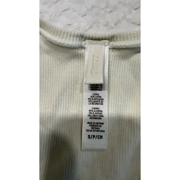 Skims Cotton Rib Tank Bone Off White Scoop Neck Sleeveless Ribbed Top Small - Image 4