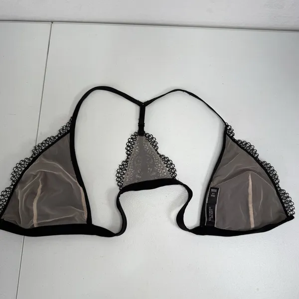 Victoria's Secret L Large Bralette Bra Body By Black Lace Unlined Sheer Mesh - Image 7