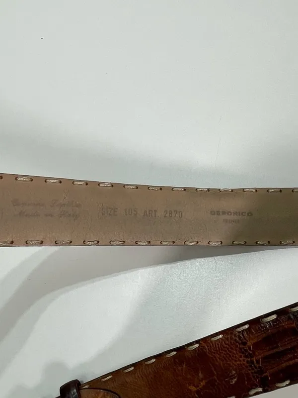 Brown Textured Leather Belt Firenze Made In Italy Brown 40'' Stitched Western - Image 4