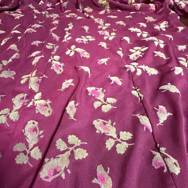 Betsey Johnson Babydoll Dress XL Red‎ Gold Floral Flocked Tie Front Y2K Style - Image 10