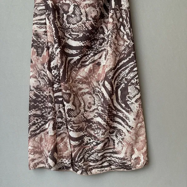 No Comment L‎ Brown Animal Print Mesh Ruched Bodycon Maxi Dress Rave Festival - Image 9