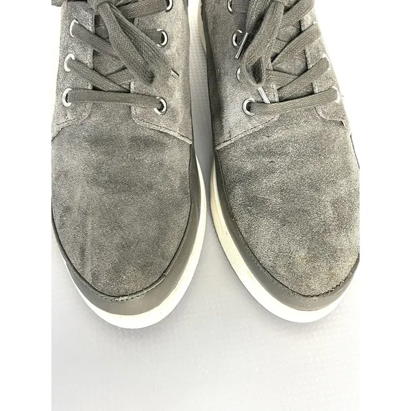 Donald J Pliner Miranda Platform Sneaker Size 9 Gray Suede Leather Lace Up Shoe - Image 6