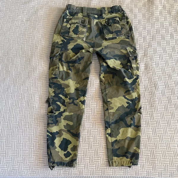 Women’s Camouflage Cargo Pants - Green Camo - Image 2
