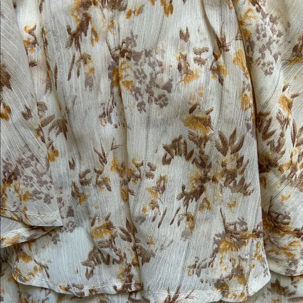 Angel Biba Floral Ruffle Jumpsuit in Cream and Brown - Image 4