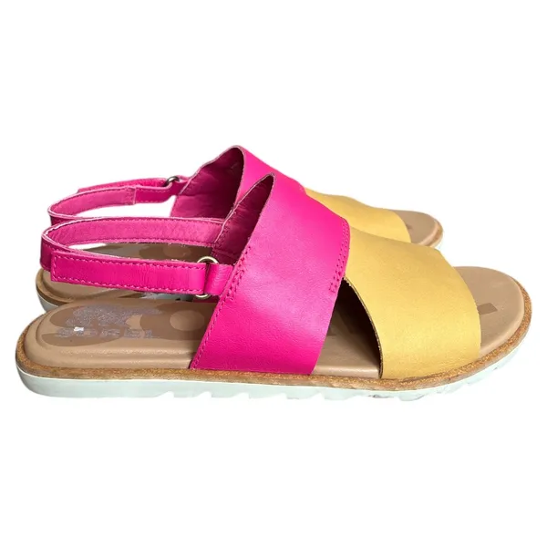 SOREL Pink Cut Out Ella Ii Round Toe Leather Slingback Sandals, US6.5 - Image 4