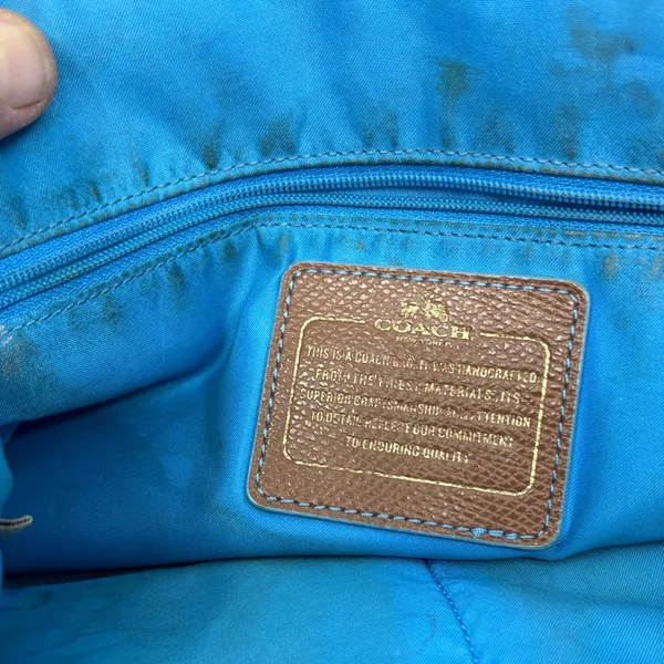 Coach Blue and Tan Tote Bag - Image 7