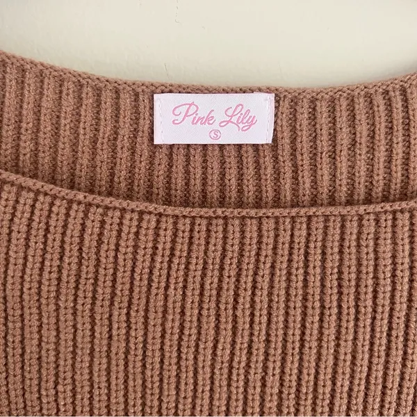 Pink lily tan ribbed sweater - Image 2