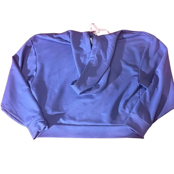 PUMA Womens Cropped Pullover‎ Hoodie Hazy Blue Long Sleeve Size Small - Image 5