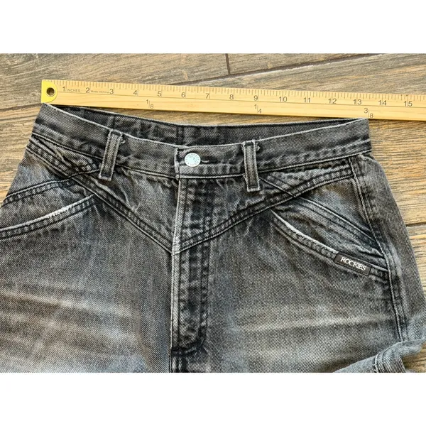 Vintage Rockies High Waist Western Jeans‎ Faded Black Distressed 26x34 Bareback - Image 5