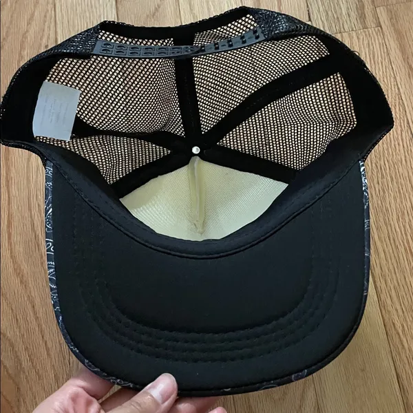 Black and White Trucker Hat with Rhinestone Design - Image 4