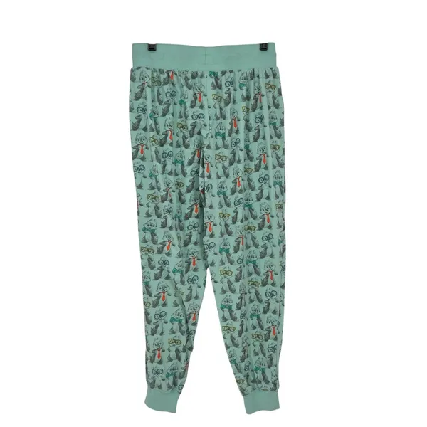 Disney Chip n Dale Mint Pajama Pants Nerd Glasses Tie Sleep Lounge Joggers L - Image 3
