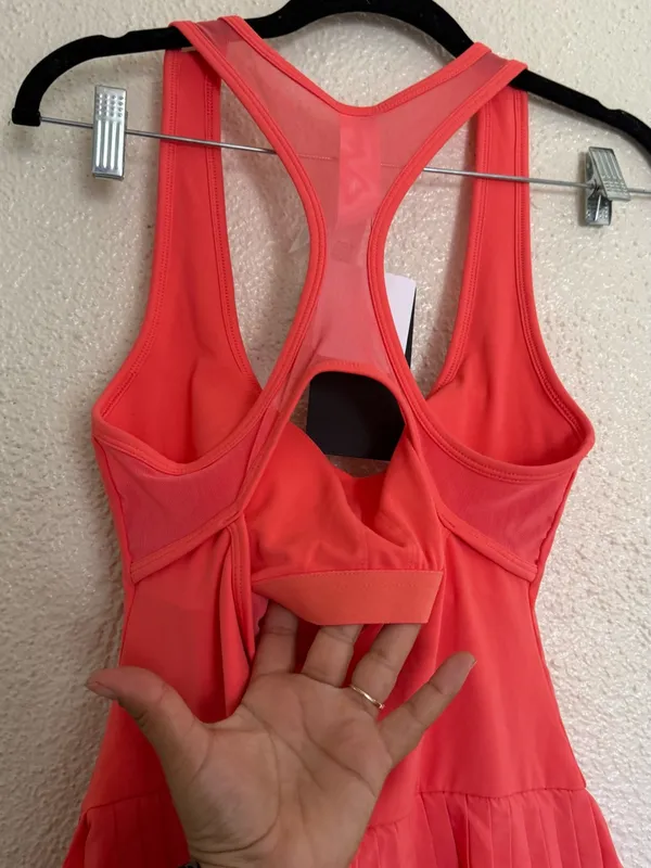 Fabletics Hot Shot Pleated Dress Classic Coral Pink Mini Dress W/ shorts size S - Image 7