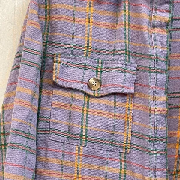 The Nines Boutique XS Purple Plaid checkered Button Down flannel - Image 8