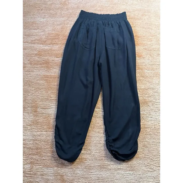 SoundStyle Black Harem Pants Size M Elastic Waist Drawstring Rayon Size M - Image 6