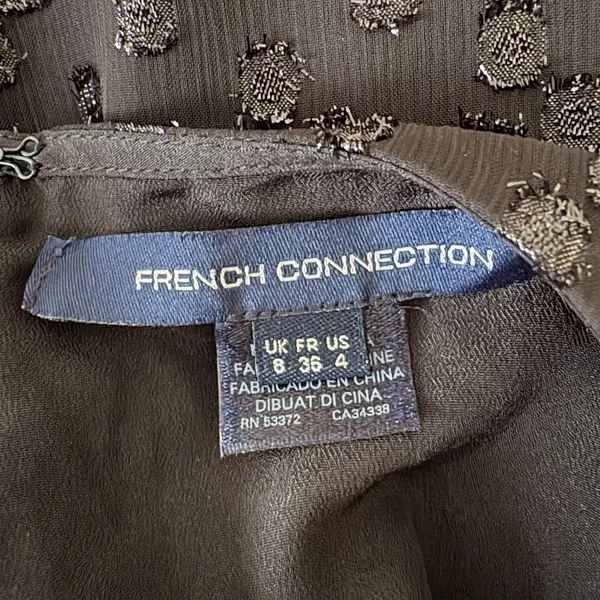 French Connection Fit & Flare Dress‎ Black Metallic Polka Dot Monochrome Size 4 - Image 5