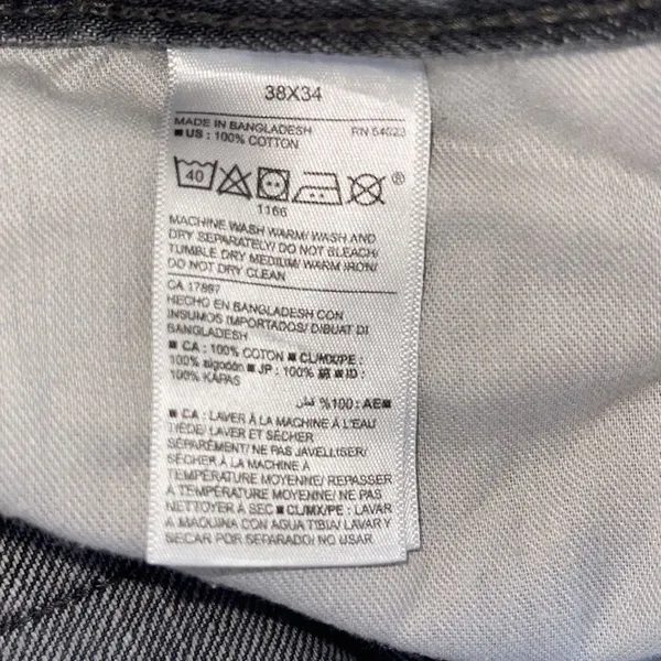 Old Navy Mens Straight Jeans Loose Ample 100% Cotton 5 Pocket Bkack Gray Size 38 - Image 7