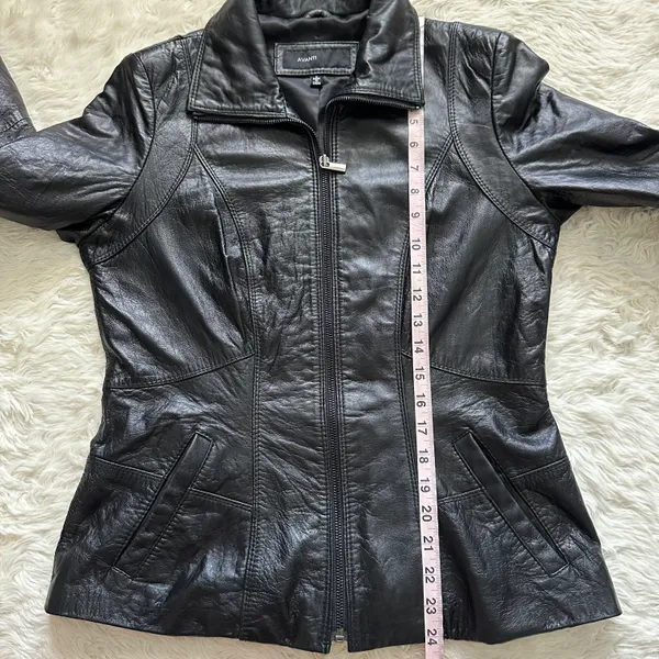 Avanti Jacket Genuine Leather Full Zip Up Collared Vintage Black S - Image 11