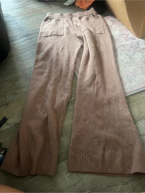 Athleta felicity ribbed Wide Leg Pants Brown Stretchy Knit Relaxed Athleisure - Image 9