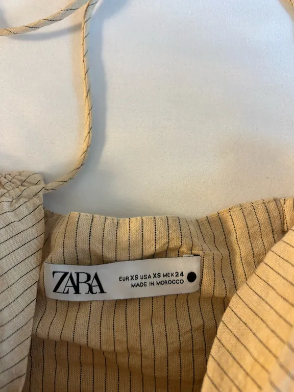 Zara Striped Beige Halter Crop Top - Image 3