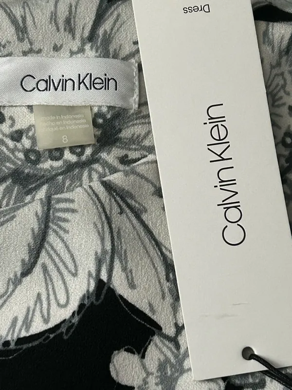Calvin Klein Women’s Black & White Floral Print Dress SZ 8 NWT - Image 13