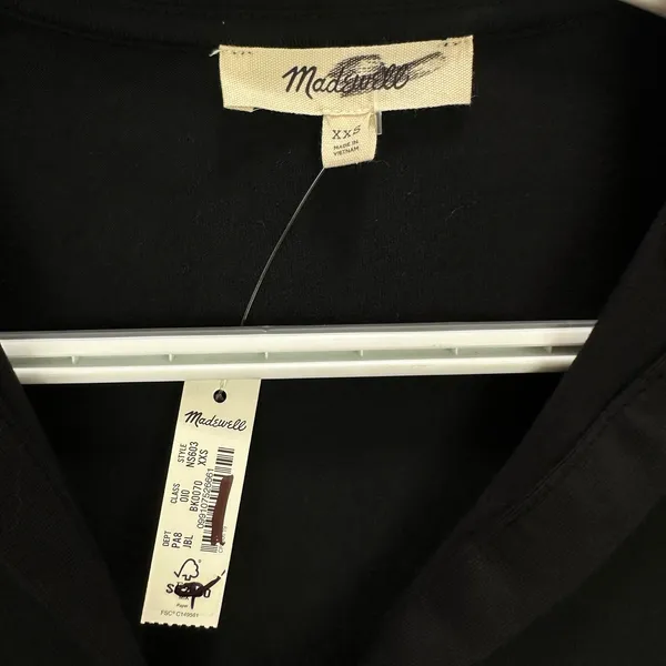 Madewell Side Cinch Long Sleeve Polo Top Stretch Jersey Knit Black XXS NWT - Image 5