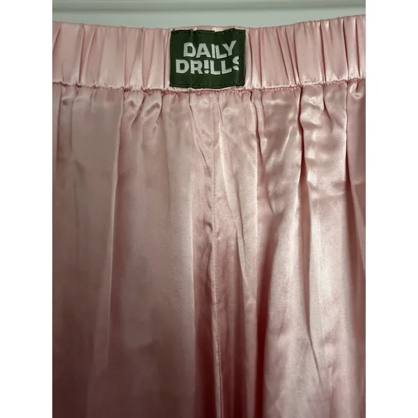 Daily Drills Resort Satin Pants Wide Leg Elastic Waist Light Pink Women's XS/S - Image 8