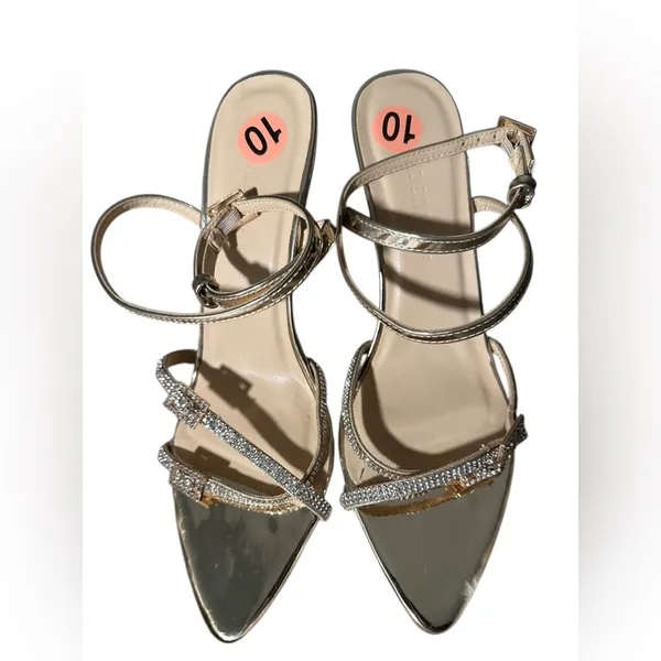 Wild Diva Women's Rhinestone Embellished Straps Formal Stiletto High Heels - Image 4