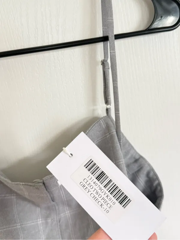 Reformation NEW Cleo Grey Check Crop Top - Image 5