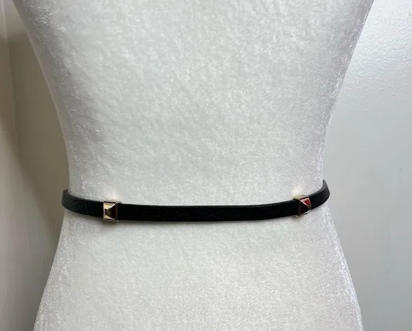 Thin black Belt with gold stud detail Size Small Medium - Image 2