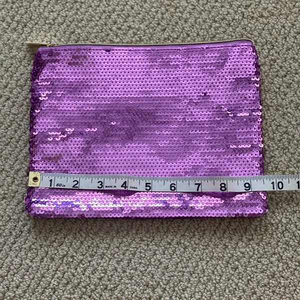 Tarte Sequin Flamingo Pink Purple Sequin Cosmetics Case Makeup Bag Like New - Image 7