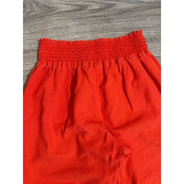 Ci Sono Womens Orange Pants Size M Linen Blend‎ Smocked Waist Wide Leg Coastal - Image 11