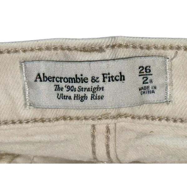 Abercrombie & Fitch 90s Straight Ultra High Rise Cream Off White Jeans Size 26 2 - Image 4