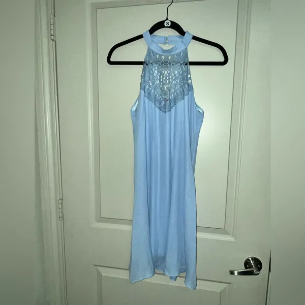 🔴 Sweetnight Chic Light Blue open back Dress - Image 2