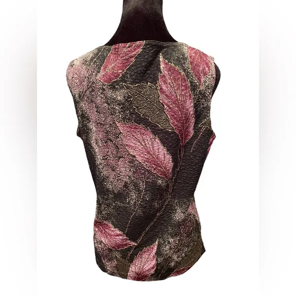 N Touch Vintage 90s Whimsygoth Autumn Fall Moody Artsy Witchy Leaf Stretch Top - Image 6
