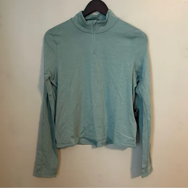 Allbirds Quarter Zip Pullover Natural Run Mid Layer Green Hush Athleisure Casual - Image 2